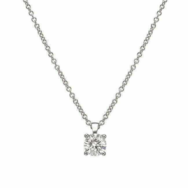 תליון סוליטר זהב לבן