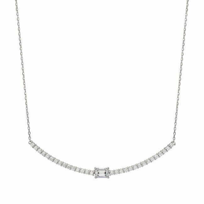 שרשרת בר מזהב לבן עם יהלום בצורת לב