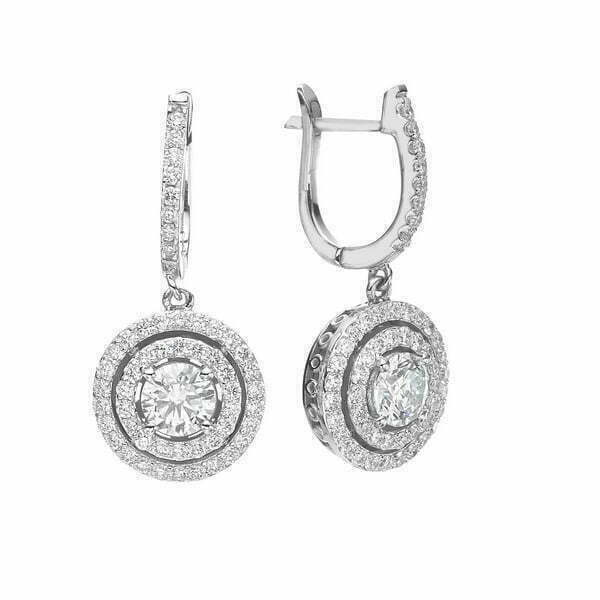 עגילי מישל מזהב לבן משובצים ביהלומי מעבדה