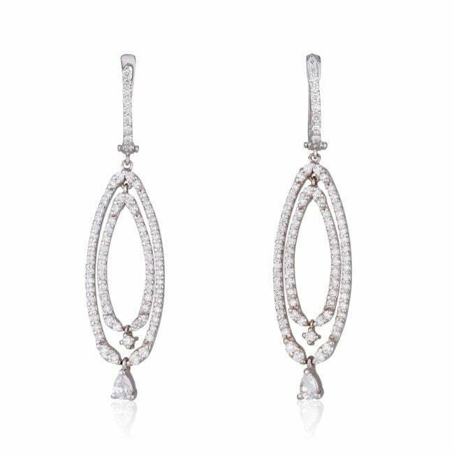 עגילים אליפטיים עם יהלומים