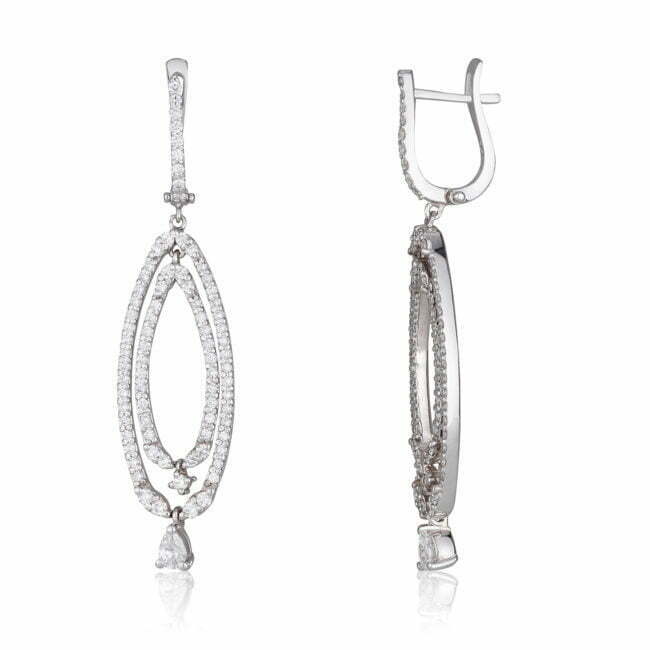 עגילים אליפטיים עם יהלומים