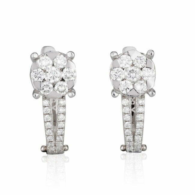 עגילי יהלומים בצורת פרח לוטוס