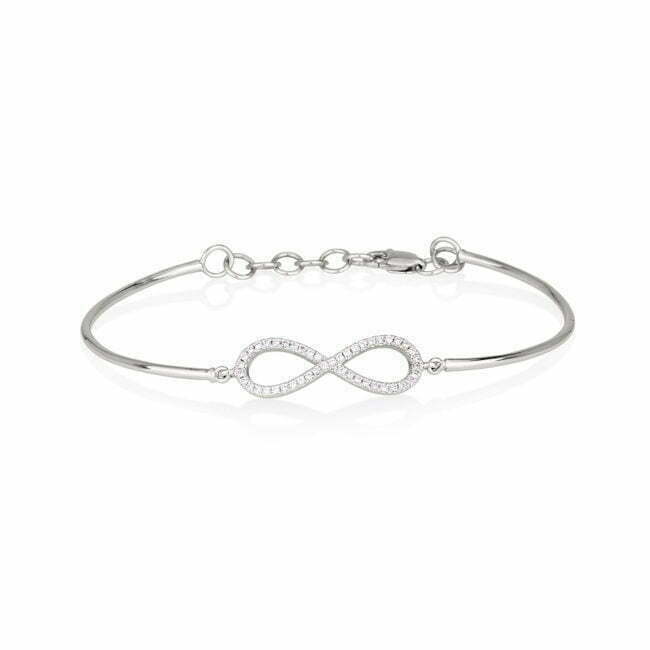 צמיד INFINITY משובץ ביהלומים מזהב לבן