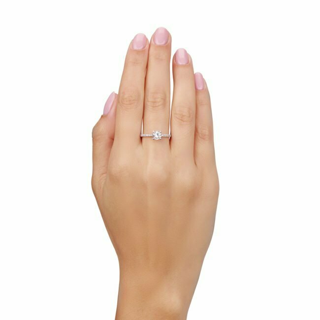 טבעת אירוסין נסיכות יהלומים מזהב לבן