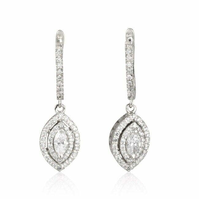 עגילי מרקיזה רויאל משובצים יהלומים מזהב לבן