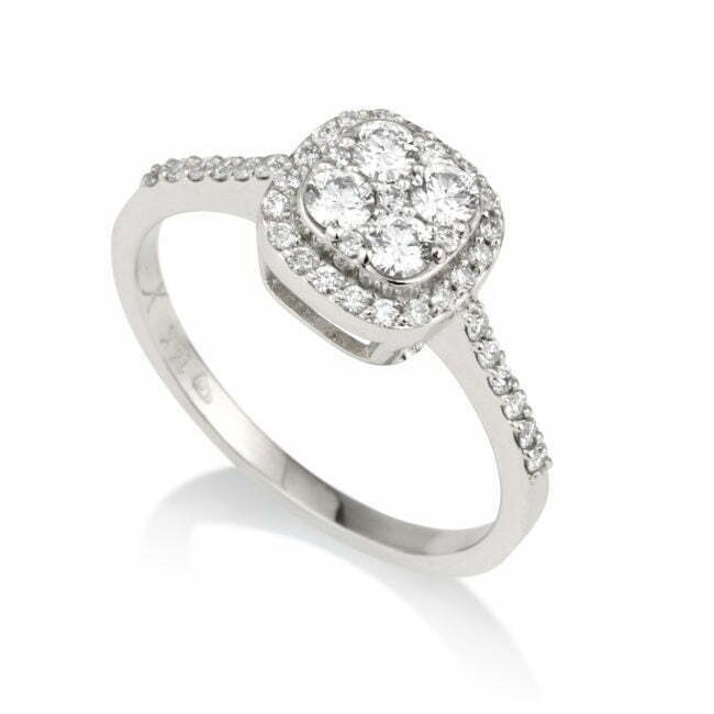 טבעת טימבוקטו מזהב לבן עם יהלומים