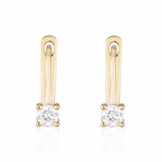 עגילי יהלום יחיד מזהב לבן