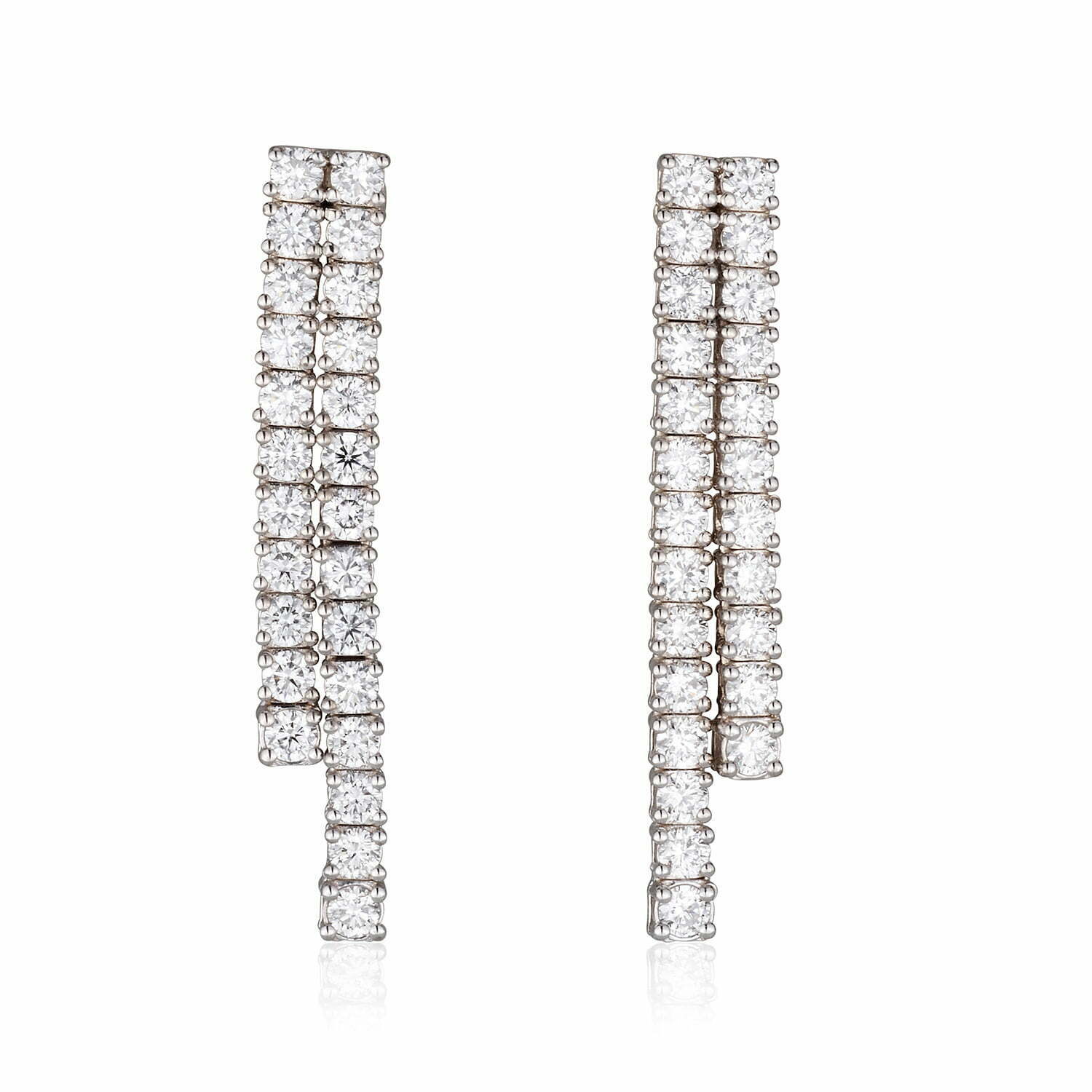 עגילי נצנוץ הכוכבים זהב לבן עם יהלומים