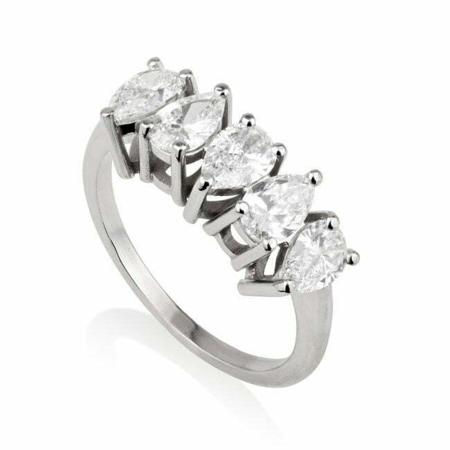 טבעת 5 יהלומים