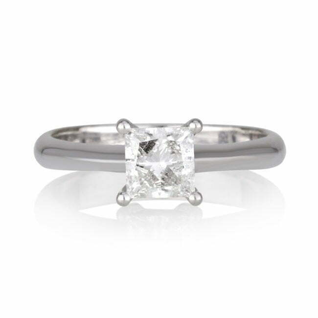 טבעת יהלום יחיד מזהב לבן דגם סוליטר פרינסס