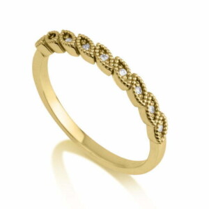 טבעת יהלומים דקה זהב צהוב