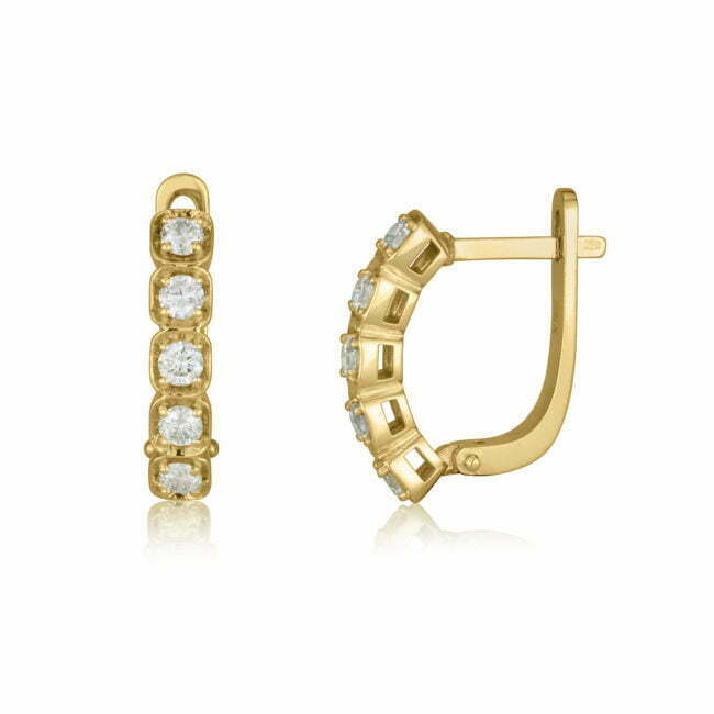 עגילי טליה משובצים יהלומים מזהב לבן