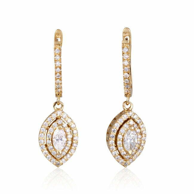 עגילי מרקיזה רויאל משובצים יהלומים מזהב לבן