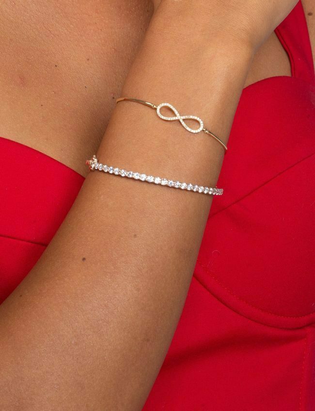 צמיד יהלומים קשיח מזהב לבן