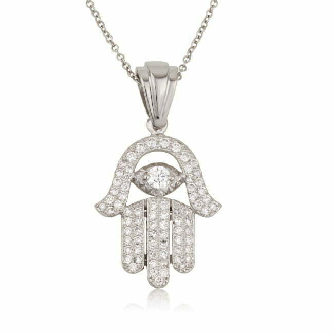 שרשרת חמסה יהלומים זהב לבן