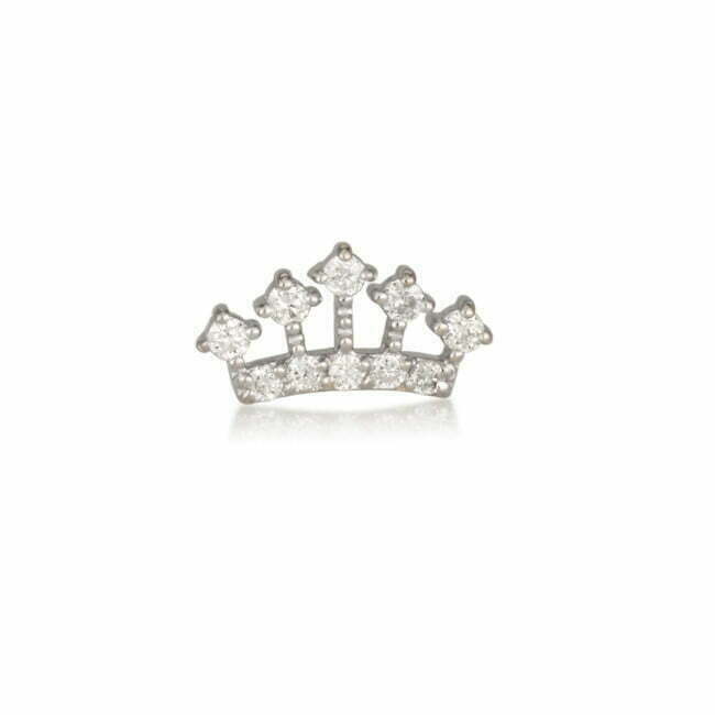 פירסינג CROWN משובץ יהלומים מזהב לבן