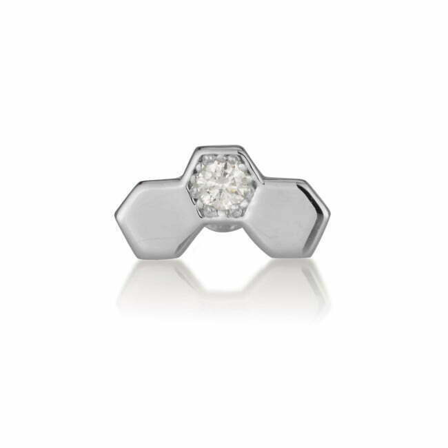 עגיל פירסינג honey מזהב לבן משובץ ביהלומים