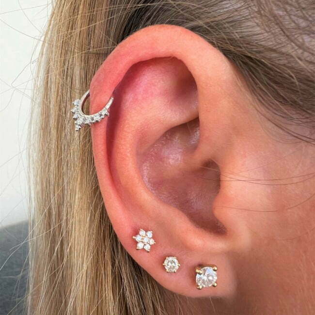 פירסינג STAR משובץ יהלומים מזהב לבן