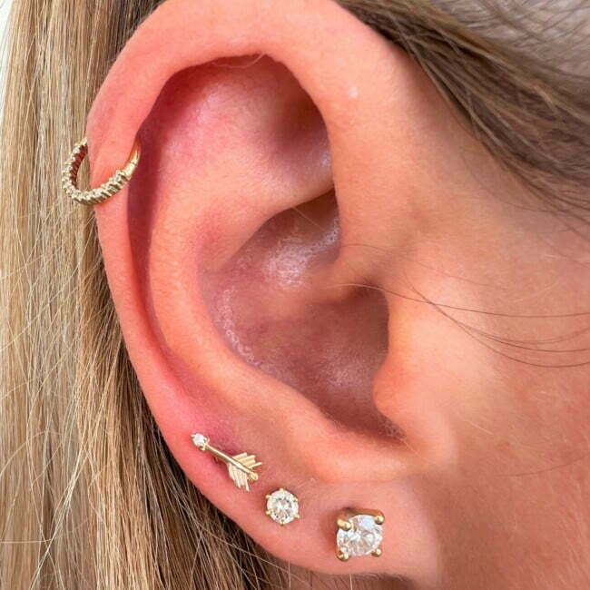 עגיל פירסינג arrow מזהב לבן עם יהלום