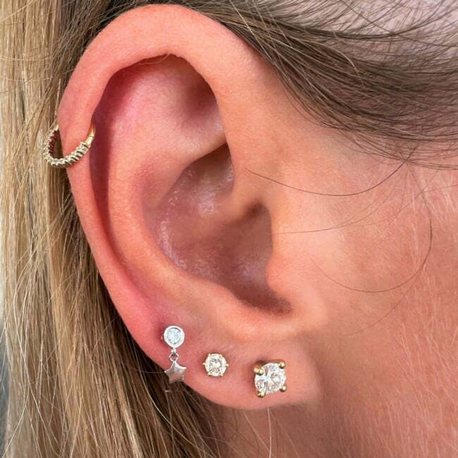 פירסינג STAR מזהב לבן עם יהלום