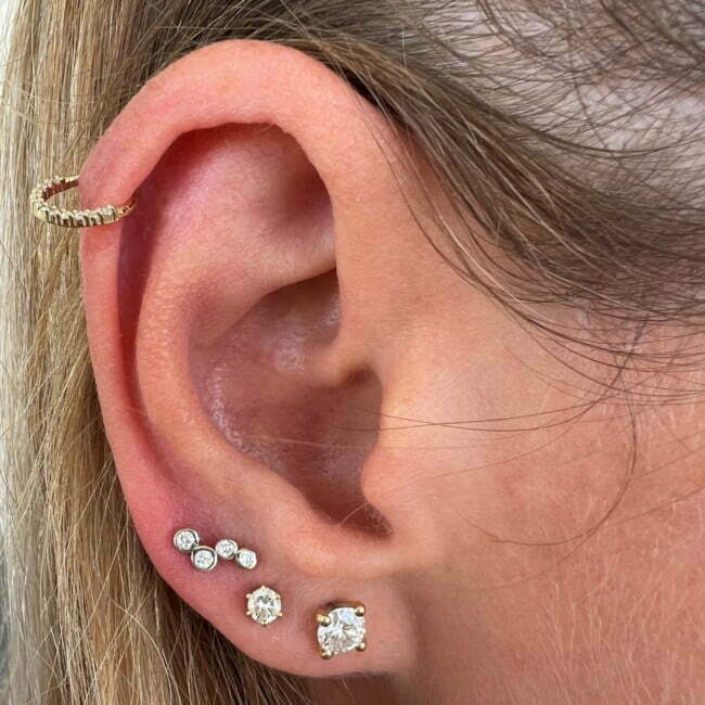 פירסינג bubble משובץ יהלומים מזהב לבן