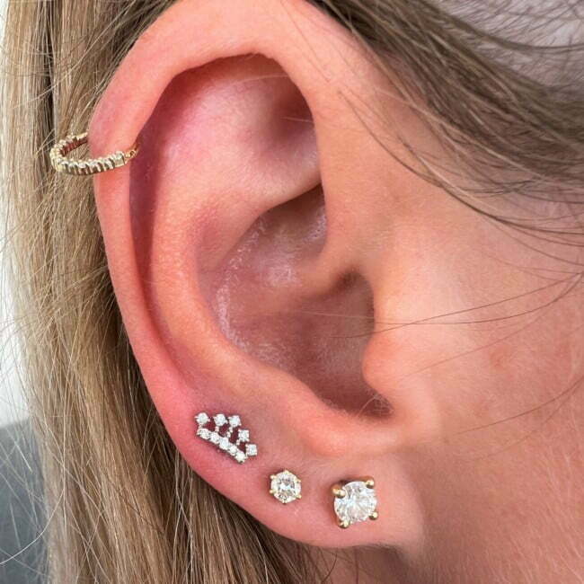 פירסינג CROWN משובץ יהלומים מזהב לבן