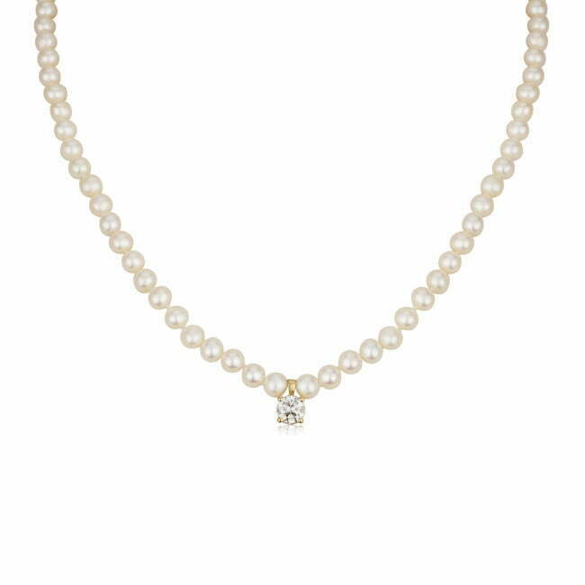 שרשרת פנינה עם יהלום מעבדה