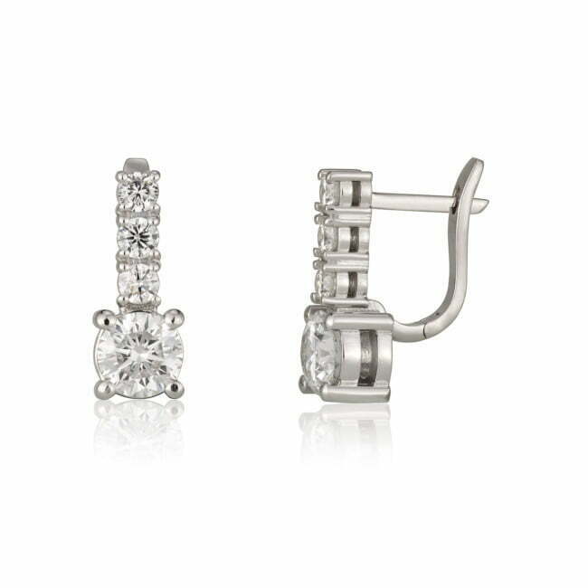 עגילי שביל האהבה מזהב לבן משובצים ביהלומים