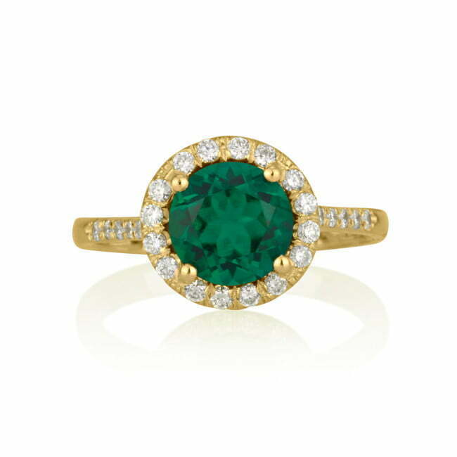 טבעת ROYAL COLOR זהב לבן עם אבן חן ירוקה ויהלומים