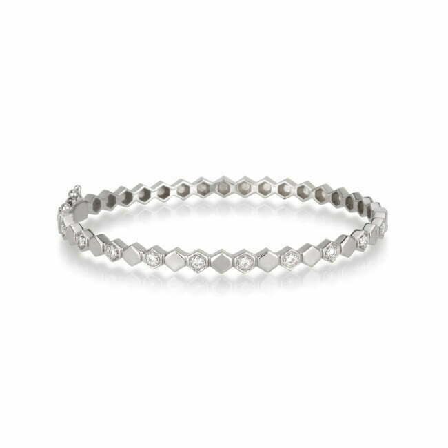 צמיד יהלומים קשיח זהב לבן