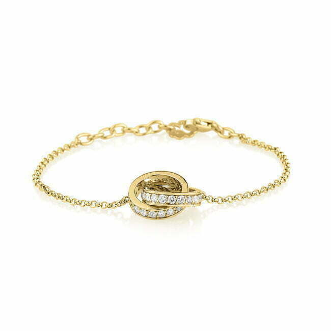 צמיד טבעות משובץ יהלומים זהב לבן