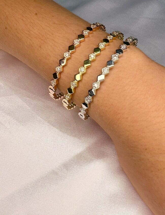 צמיד יהלומים קשיח זהב לבן