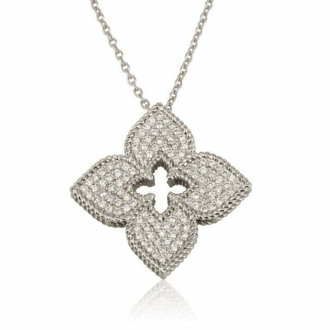 שרשת תלתן - זהב לבן ויהלומים