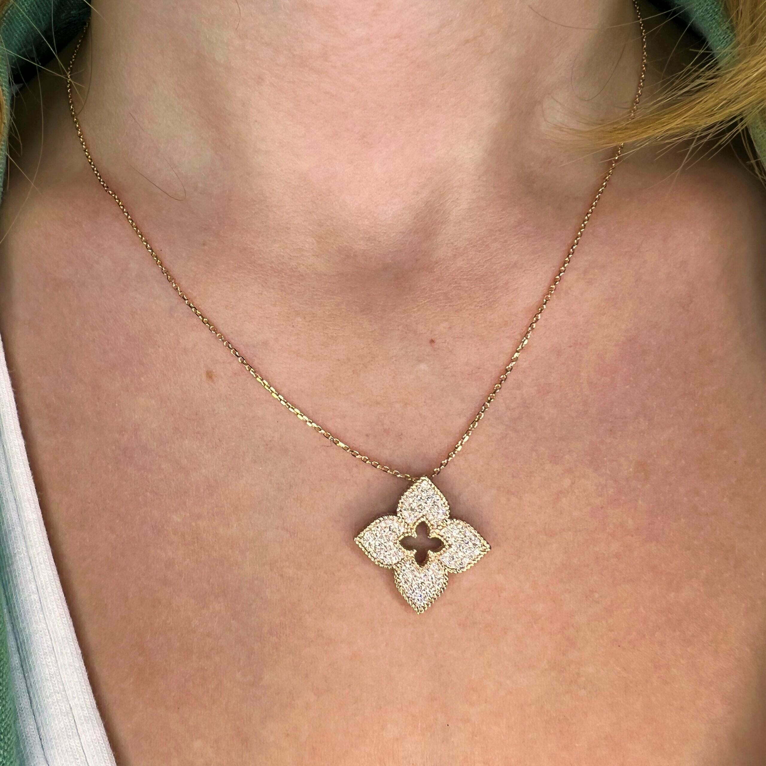 שרשת תלתן - זהב לבן ויהלומים