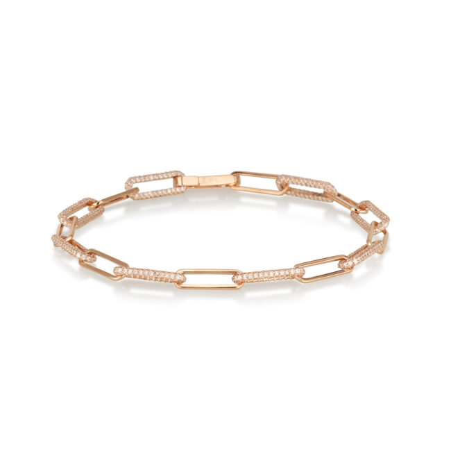 צמיד חוליות CHAIN זהב אדום ויהלומים