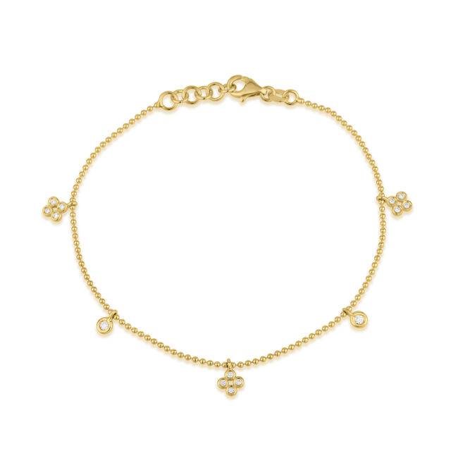 צמיד פרח יהלומים זהב לבן