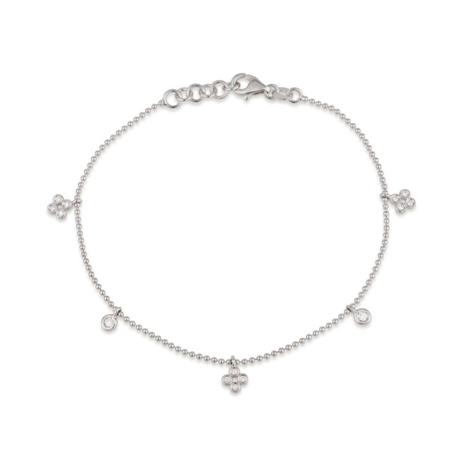 צמיד פרח יהלומים זהב לבן