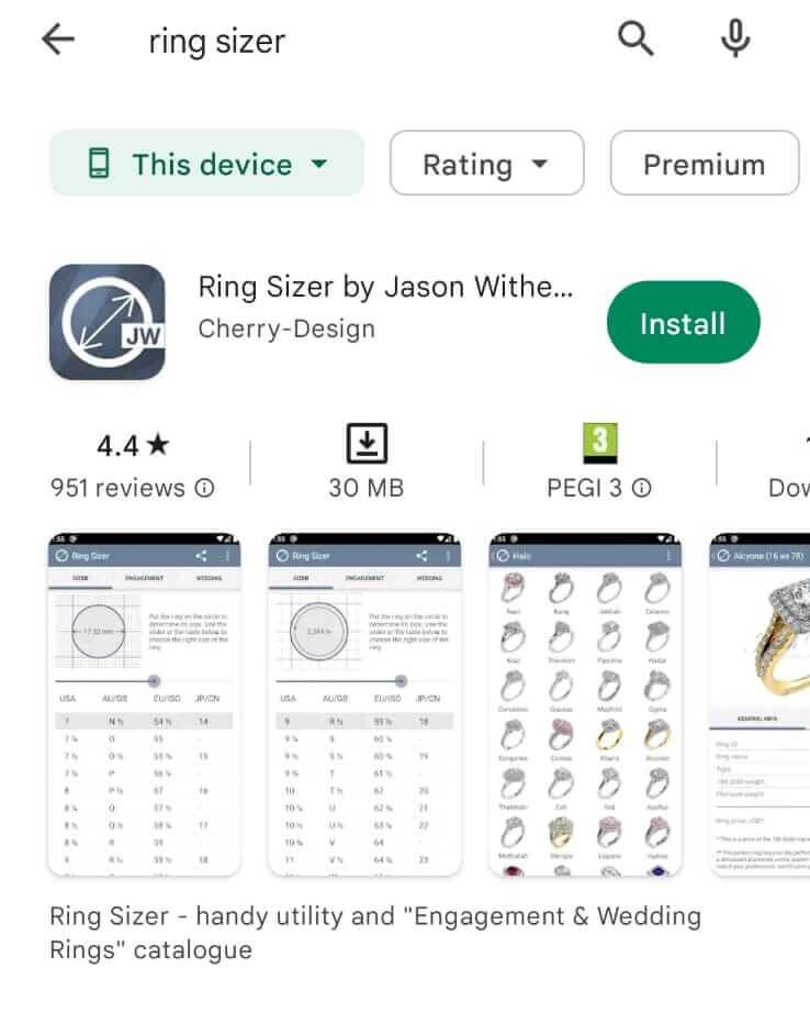 אפליקציה למדידת טבעות - Ring Sizer