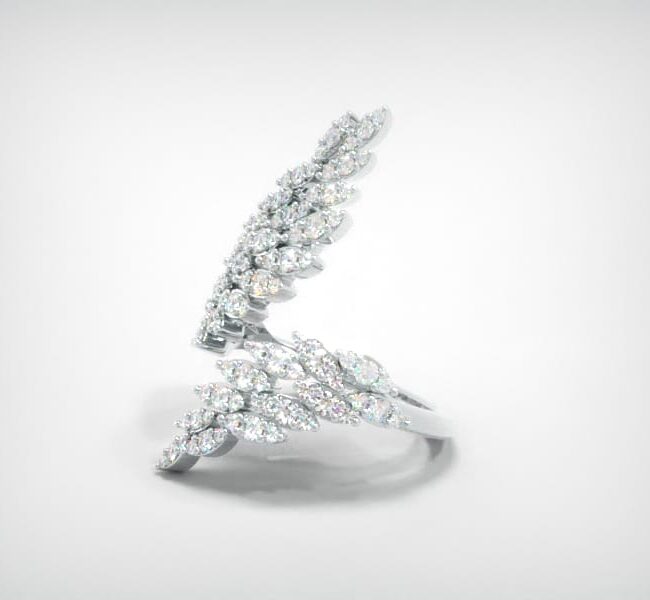 טבעת ANGEL זהב לבן משובצת יהלומים