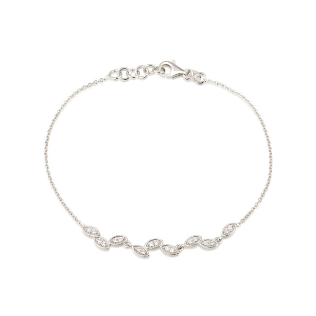 צמיד עלים זהב לבן