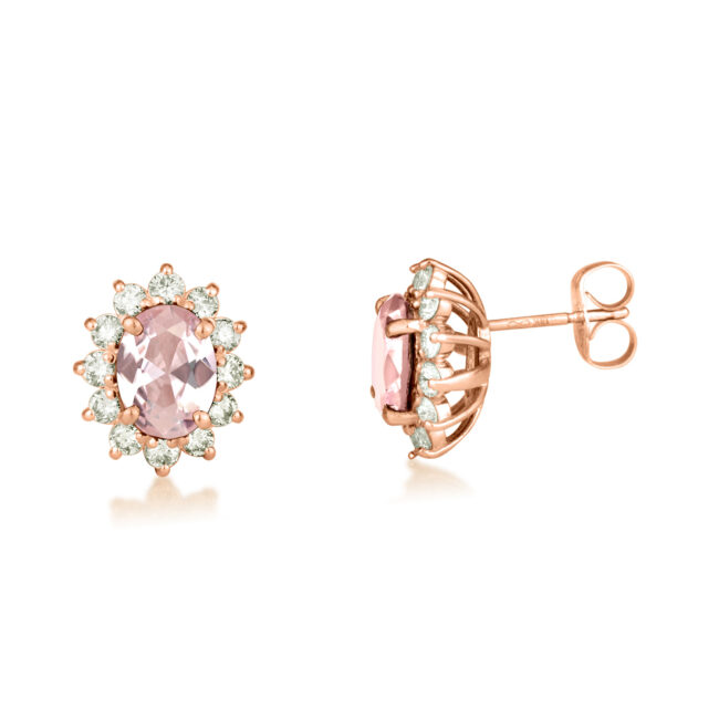 עגילי דיאנה זהב לבן עם ספיר כחול