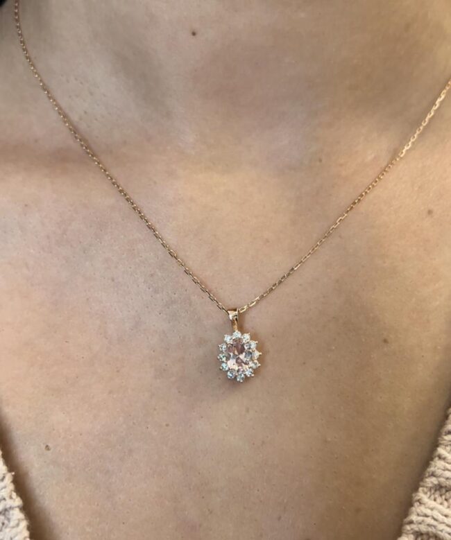 שרשרת דיאנה זהב לבן עם ספיר כחול