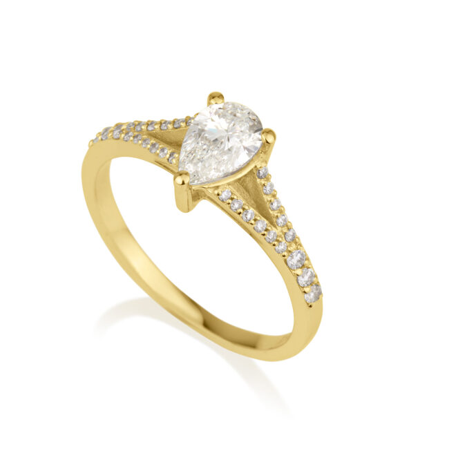 טבעת אירוסין טיפה זהב לבן