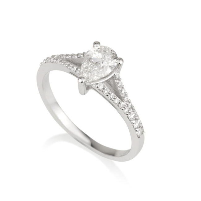 טבעת אירוסין טיפה זהב לבן