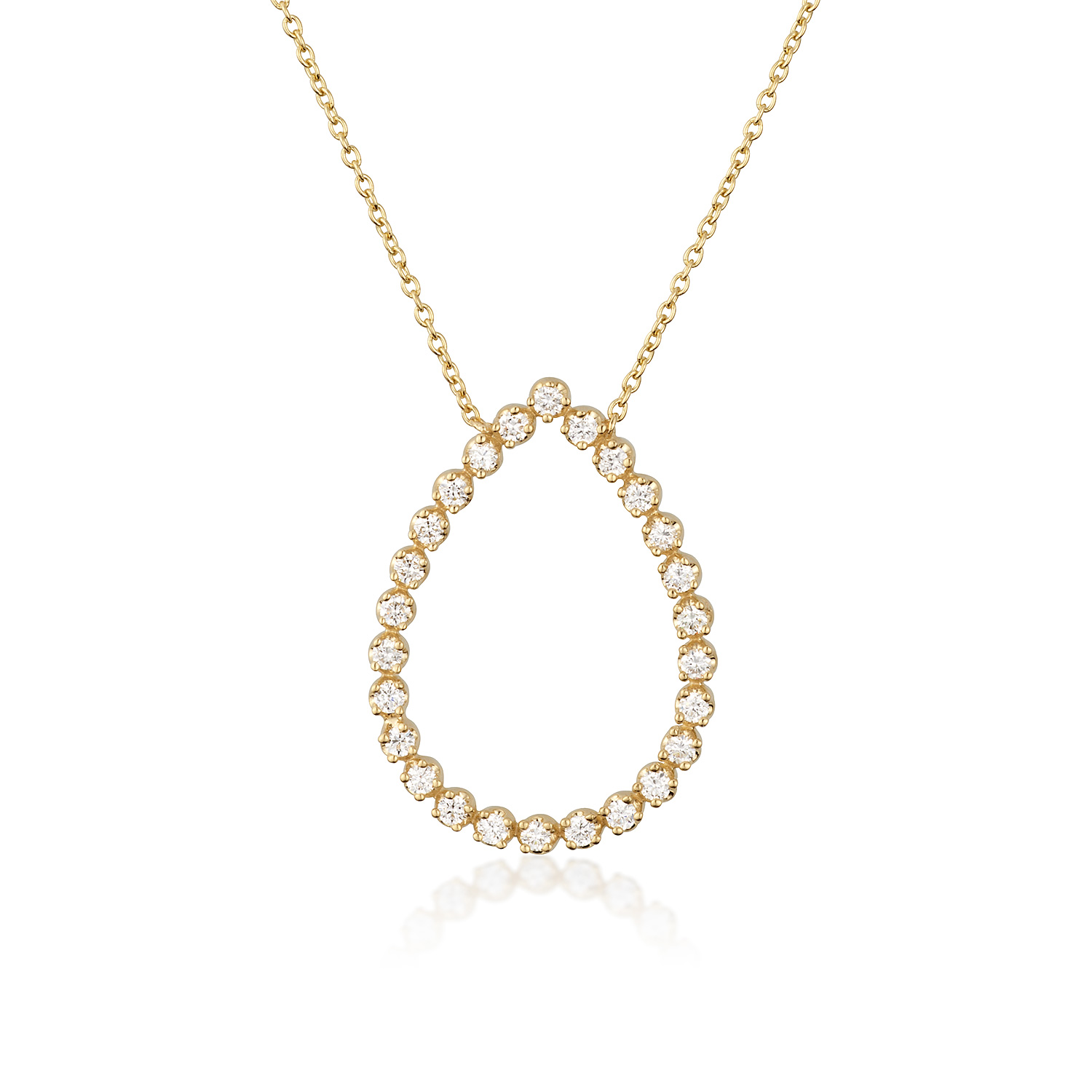 שרשרת טיפת יהלומים זהב לבן