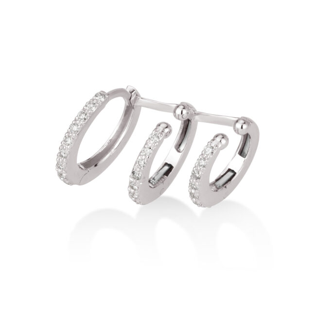 עגיל מטפס חישוקים זהב לבן