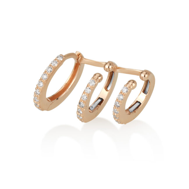 עגיל מטפס חישוקים זהב לבן