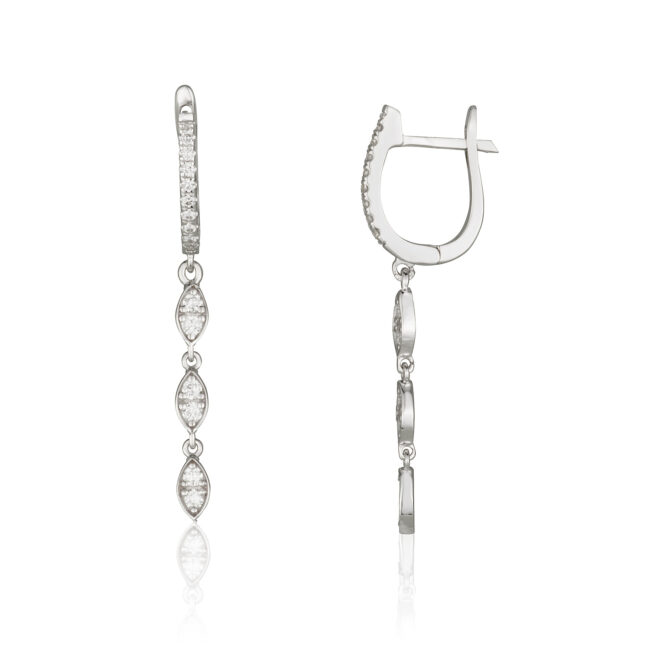 עגילי LOVE זהב לבן