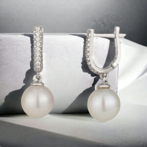 עגילי זהב עם פנינה