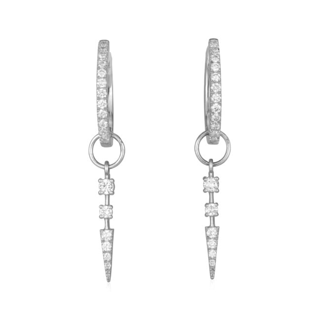 עגיל אינידאני מזהב לבן משובץ ביהלומים